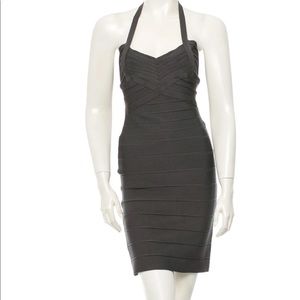 Herve Leger Dress, Gray, Bandage Halter Backless